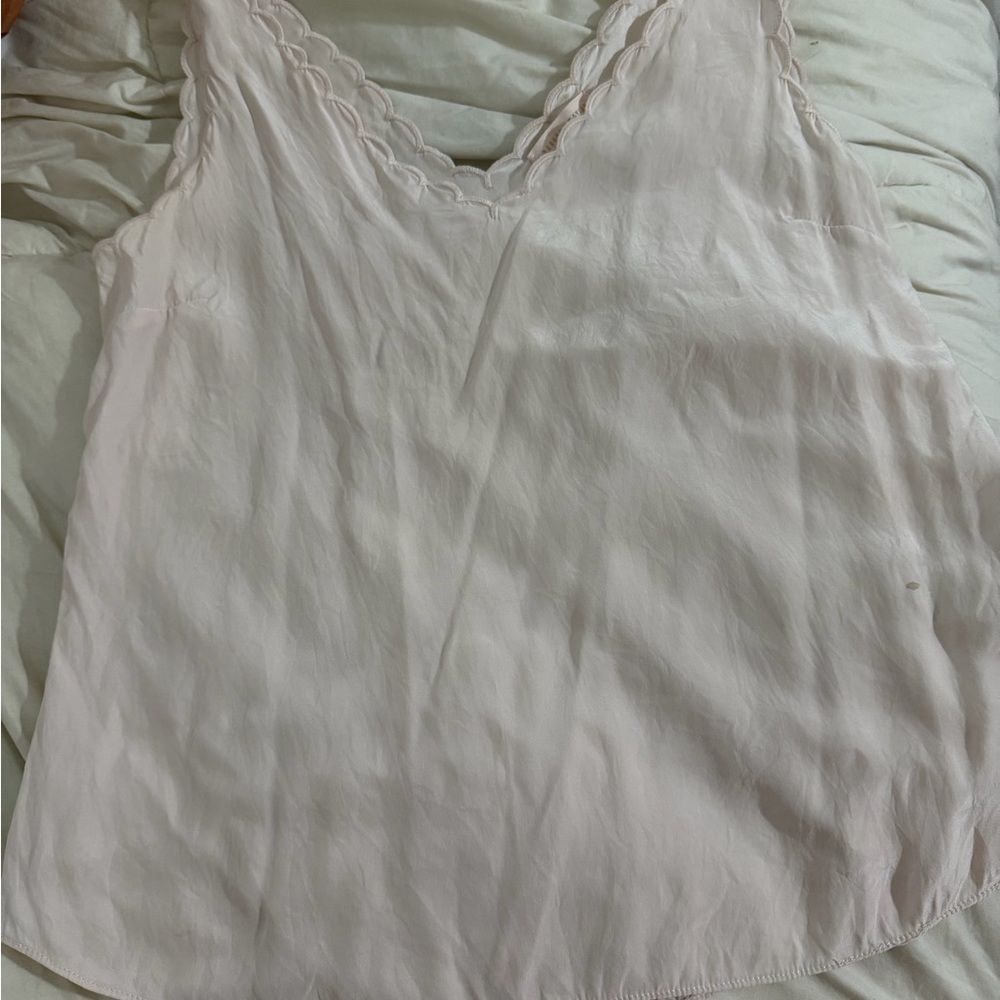 Light Pink Lace-Trim Silk Rebecca Taylor top